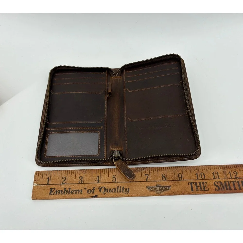 Polare Full Grain Leather Travel Four Passport Wallet,, Dark Brown, Travel, Vaca